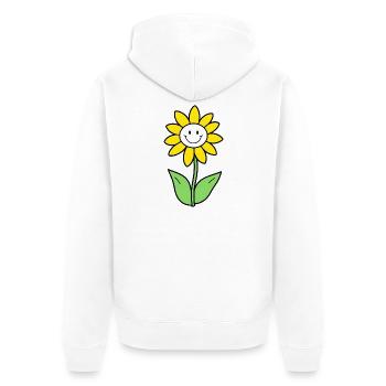 Smiling Sunflower Graphic - Unisex Premium Organic Zip Hoodie - white - Back - Thijin (182cm)