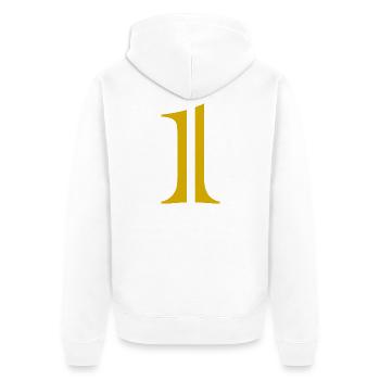 1. 1 AN. 1er ANNIVERSAIRE. ANNIVERSAIRE 1 AN - Veste à capuche bio Premium Unisexe - blanc - Dos - Thijin (182cm)