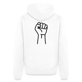 Faust Widerstand Protest Outline - Unisex Premium Bio Zip Hoodie - Weiß - Hinten - Thijin (182cm)