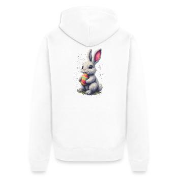 Papa Hase Ostern Osterhase Partnerlook Oster - Unisex Premium Bio Zip Hoodie - Weiß - Hinten - Thijin (182cm)