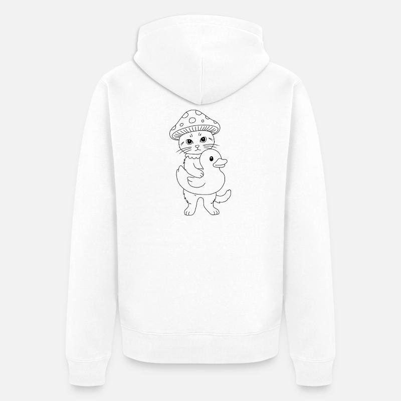 chat champignon avec canard - Veste à capuche bio Premium Unisexe - blanc