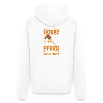 Steckenpferd Hobbyhorse Hobby Horsing - Unisex Premium Bio Zip Hoodie - Weiß - Hinten - Thijin (182cm)