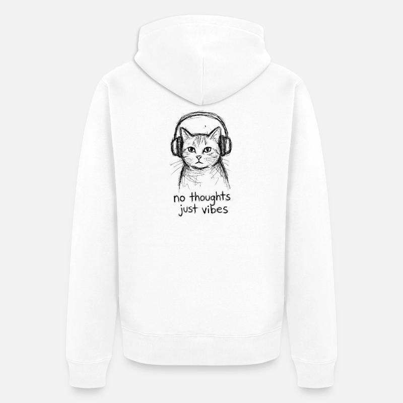Chat avec un casque : Sans pensées - Veste à capuche bio Premium Unisexe - blanc