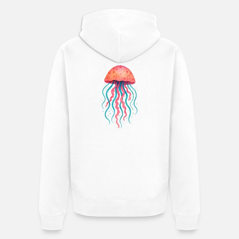Aquarelle néon méduse - Veste à capuche bio Premium Unisexe - blanc