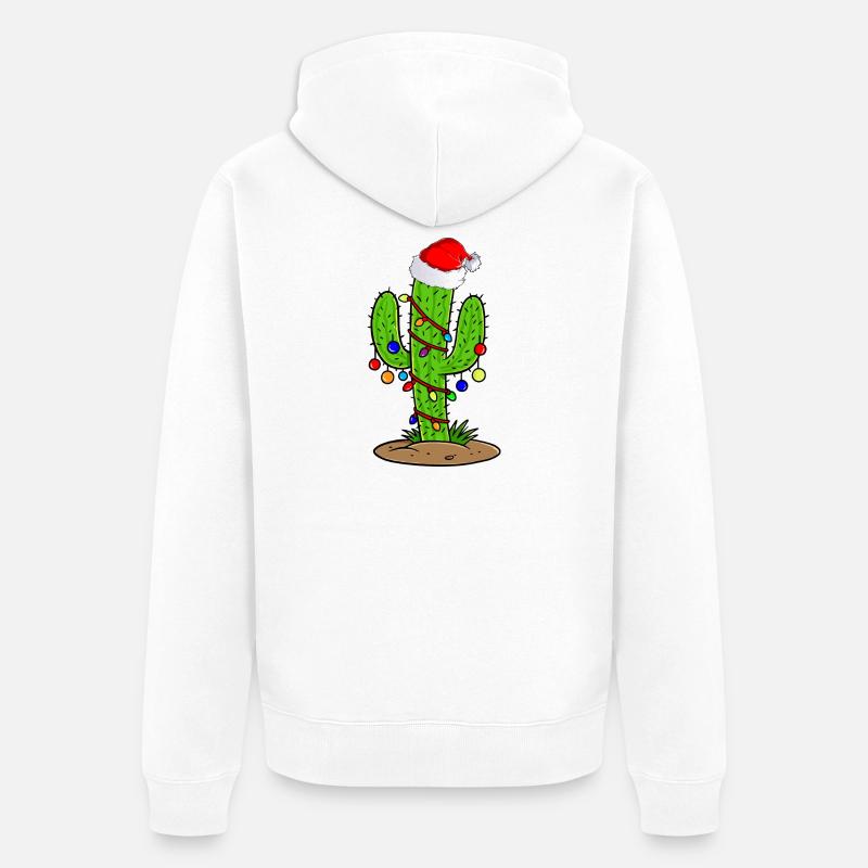 Lumières de Noël Cactus - Veste à capuche bio Premium Unisexe - blanc