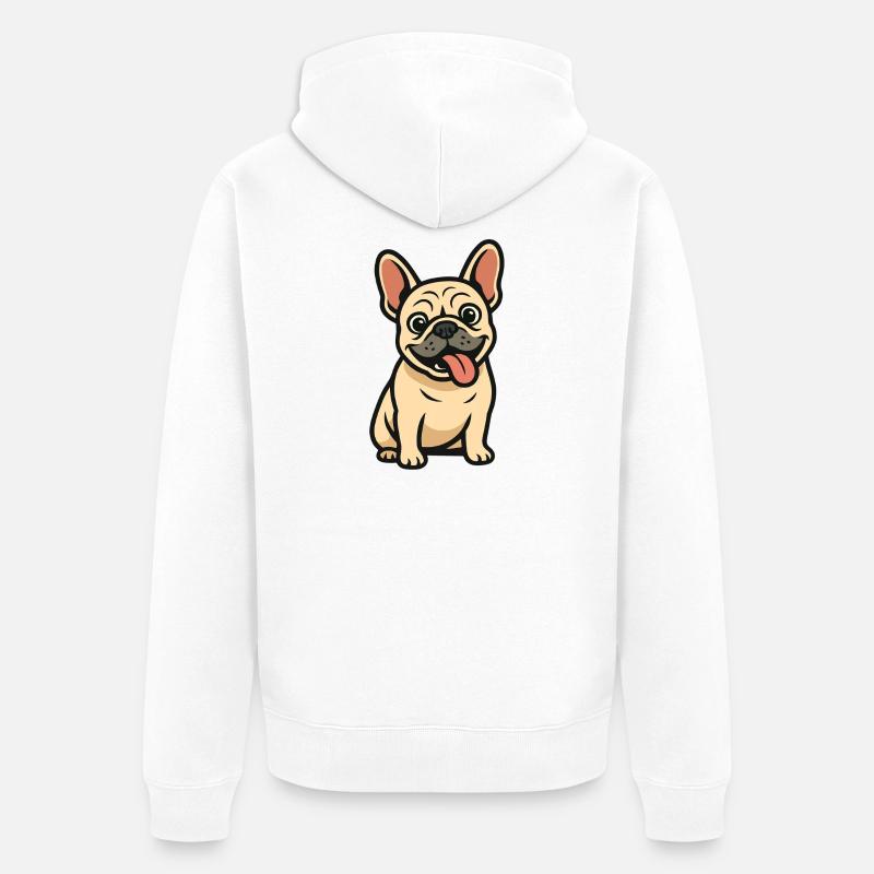 Dessin animé de bouledogue français - Veste à capuche bio Premium Unisexe - blanc