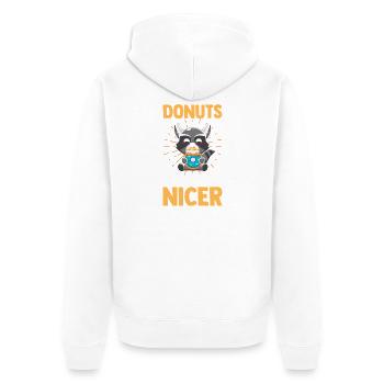 Trash Panda Donuts Makes Me Nicer Raccoon - Unisex Premium Organic Zip Hoodie - white - Back - Thijin (182cm)