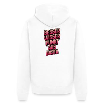 Besser Wissen Punkt Basta Typografie - Unisex Premium Bio Zip Hoodie - Weiß - Hinten - Thijin (182cm)