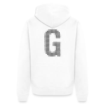 Buchstabe G – Punktmuster Initial Design - Unisex Premium Bio Zip Hoodie - Weiß - Hinten - Thijin (182cm)
