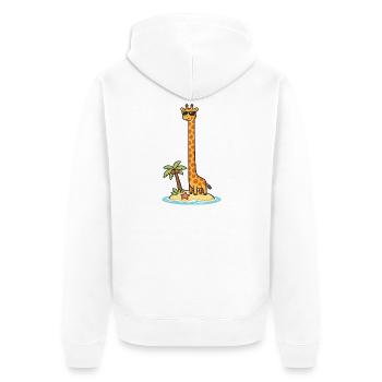 Giraffe mit Sonnenbrille auf Insel - Unisex Premium Bio Zip Hoodie - Weiß - Hinten - Thijin (182cm)