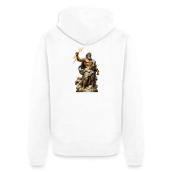 Statue de Zeus avec la foudre du Dieu Ancien - Veste à capuche bio Premium Unisexe - blanc - Dos - Thijin (182cm)