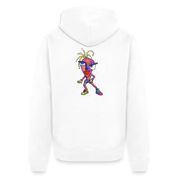 Portrait de dessin animé néon sauvage - Veste à capuche bio Premium Unisexe - blanc - Dos - Thijin (182cm)
