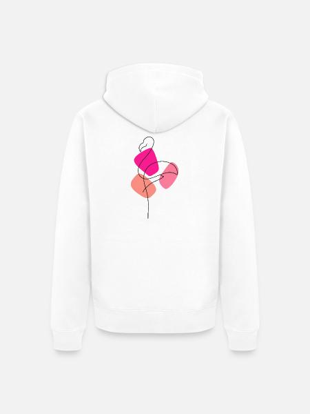 Lineart Flamingo mit Farbunterlegung - Unisex Premium Bio Zip Hoodie - Weiß