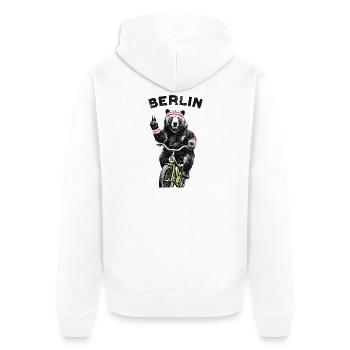 Berlin Bear à vélo - Veste à capuche bio Premium Unisexe - blanc - Dos - Thijin (182cm)