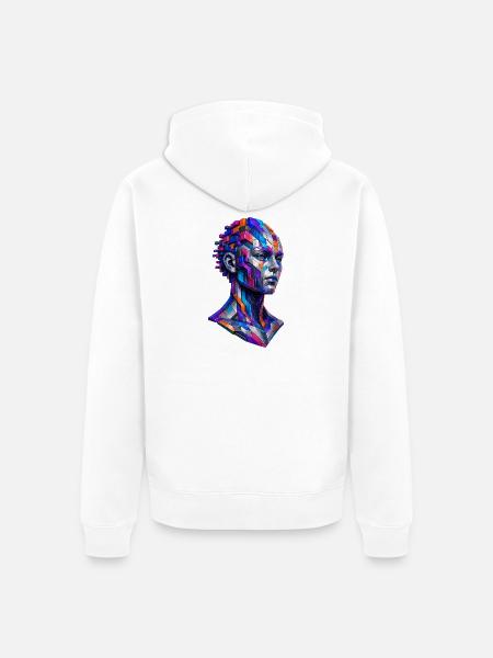 Futuristischer Android – Geometrische KI Kunst - Unisex Premium Bio Zip Hoodie - Weiß