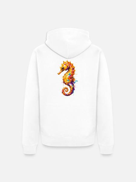 Buntes Seepferd im Graffiti Style - Unisex Premium Bio Zip Hoodie - Weiß