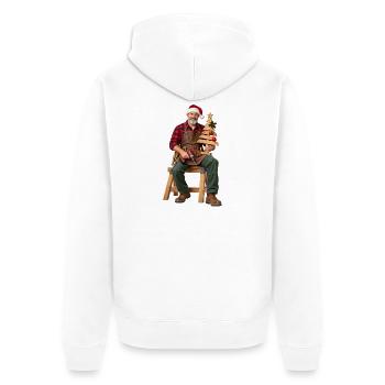 Rustikaler Weihnachtsbauer Holzbaum - Unisex Premium Bio Zip Hoodie - Weiß - Hinten - Thijin (182cm)