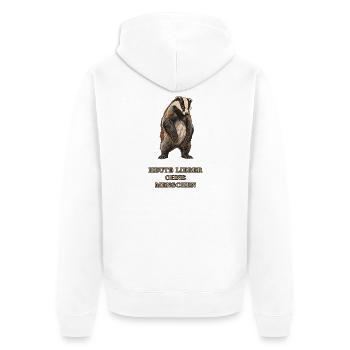 Genervter Dachs - Unisex Premium Bio Zip Hoodie - Weiß - Hinten - Thijin (182cm)