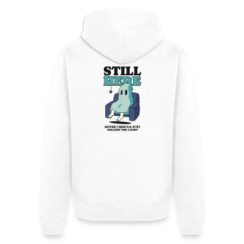 Buh Gespenst - Unisex Premium Bio Zip Hoodie - Weiß - Hinten - Thijin (182cm)