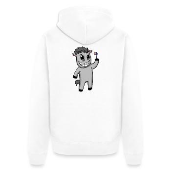 Esel Zähne putzen - Unisex Premium Bio Zip Hoodie - Weiß - Hinten - Thijin (182cm)