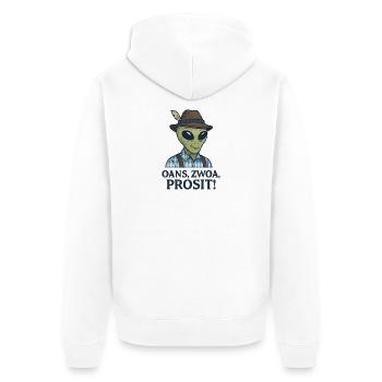 Alien - Unisex Premium Bio Zip Hoodie - Weiß - Hinten - Thijin (182cm)