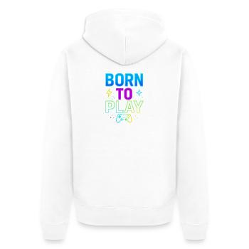 Born to Play – Cool gamer design in neon colors - Unisex Premium Organic Zip Hoodie - white - Back - Thijin (182cm)