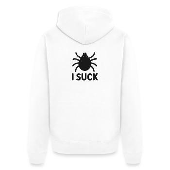 Ich bin T-Shirt - Unisex Premium Bio Zip Hoodie - Weiß - Hinten - Thijin (182cm)