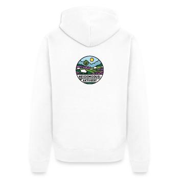 Lüneburger Heide Heidemodus Aktiviert  - Unisex Premium Bio Zip Hoodie - Weiß - Hinten - Thijin (182cm)