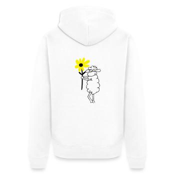 WINTERADE - Unisex Premium Bio Zip Hoodie - Weiß - Hinten - Thijin (182cm)