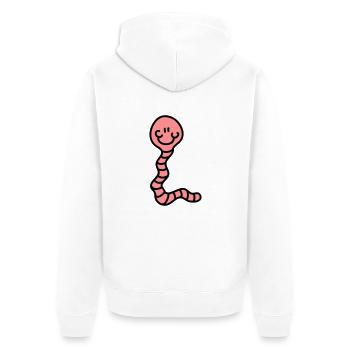 Wurm - Unisex Premium Bio Zip Hoodie - Weiß - Hinten - Thijin (182cm)