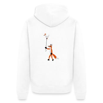 Fuchs und Henne - Unisex Premium Bio Zip Hoodie - Weiß - Hinten - Thijin (182cm)