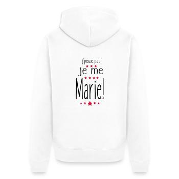 Je Me MARIe,citations,message,mariage - Veste à capuche bio Premium Unisexe - blanc - Dos - Thijin (182cm)