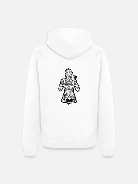 Tattoo Girl - For the Hood Karlsruhe - for bright - Unisex Premium Organic Zip Hoodie - white