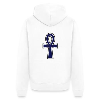 Ankh Cross__V002 - Veste à capuche bio Premium Unisexe - blanc - Dos - Thijin (182cm)