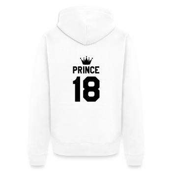Prince 18 - Unisex Premium Bio Zip Hoodie - Weiß - Hinten - Thijin (182cm)