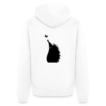 Un hérisson en regardant un papillon - Veste à capuche bio Premium Unisexe - blanc - Dos - Thijin (182cm)