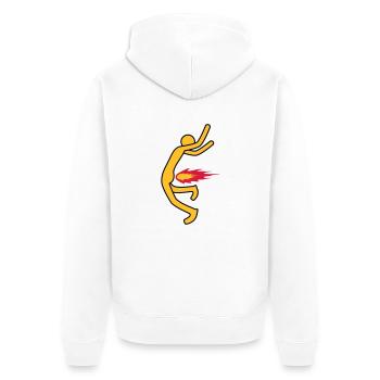 Fire Fart - Unisex Premium Bio Zip Hoodie - Weiß - Hinten - Thijin (182cm)