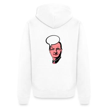 francois holland Präsident Blase Führer - Unisex Premium Bio Zip Hoodie - Weiß - Hinten - Thijin (182cm)