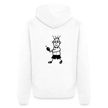 Tischtennisspieler - Tischtennis - Unisex Premium Bio Zip Hoodie - Weiß - Hinten - Thijin (182cm)