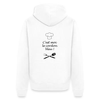 cordon bleu tablier cuisinier - Veste à capuche bio Premium Unisexe - blanc - Dos - Thijin (182cm)