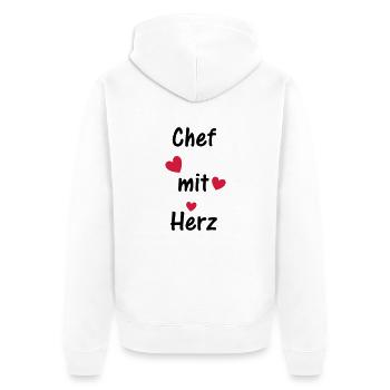 Chef mit Herz - Unisex Premium Bio Zip Hoodie - Weiß - Hinten - Thijin (182cm)