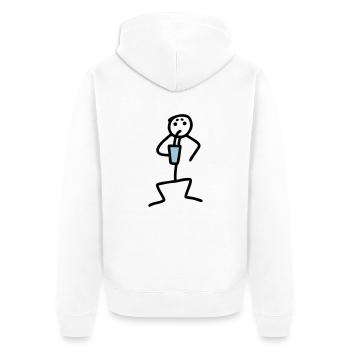 Strichmännchen trinkt - V2 - Unisex Premium Bio Zip Hoodie - Weiß - Hinten - Thijin (182cm)