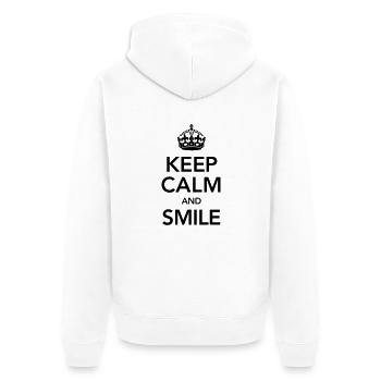 Keep Calm And Smile - Unisex Premium Organic Zip Hoodie - white - Back - Thijin (182cm)