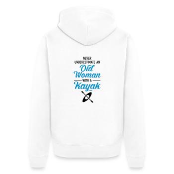 Never Underestimate An Old Woman With A Kayak - Unisex Premium Organic Zip Hoodie - white - Back - Thijin (182cm)