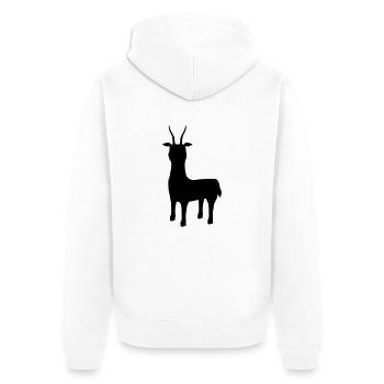 silhouette Antilope Letschwe - Unisex Premium Bio Zip Hoodie - Weiß - Hinten - Thijin (182cm)