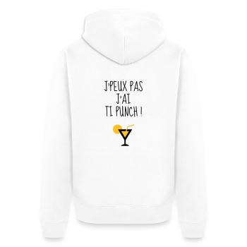 Guadeloupe / 971 / Guadeloupéen / Guadeloupéenne - Veste à capuche bio Premium Unisexe - blanc - Dos - Thijin (182cm)