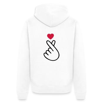 ♥I Love You-Cute Korean Finger Heart Sign♥ - Unisex Premium Organic Zip Hoodie - white - Back - Thijin (182cm)
