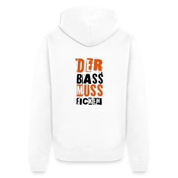 DER BASS MUSS FICKEN - Unisex Premium Bio Zip Hoodie - Weiß - Hinten - Thijin (182cm)