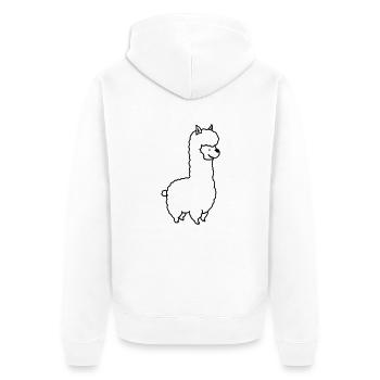 Alpaka - Unisex Premium Bio Zip Hoodie - Weiß - Hinten - Thijin (182cm)