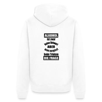 Lustiger Spruch Alkohol - Unisex Premium Bio Zip Hoodie - Weiß - Hinten - Thijin (182cm)
